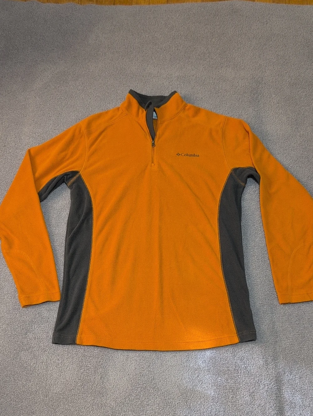 Columbia Orange and Gray Lightweight Half-Zip Fleece Jacket Size S
